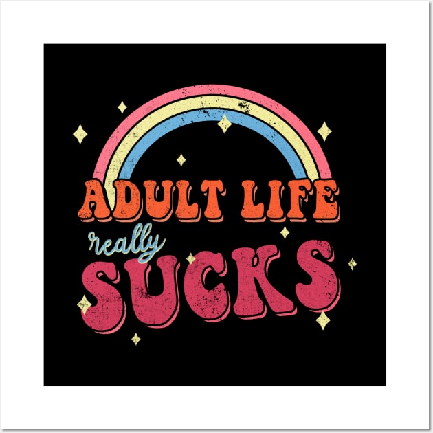 Adult Life // 80s Kid, Retro Cartoon Vintage Funny Quotes Wall Art by leepianti